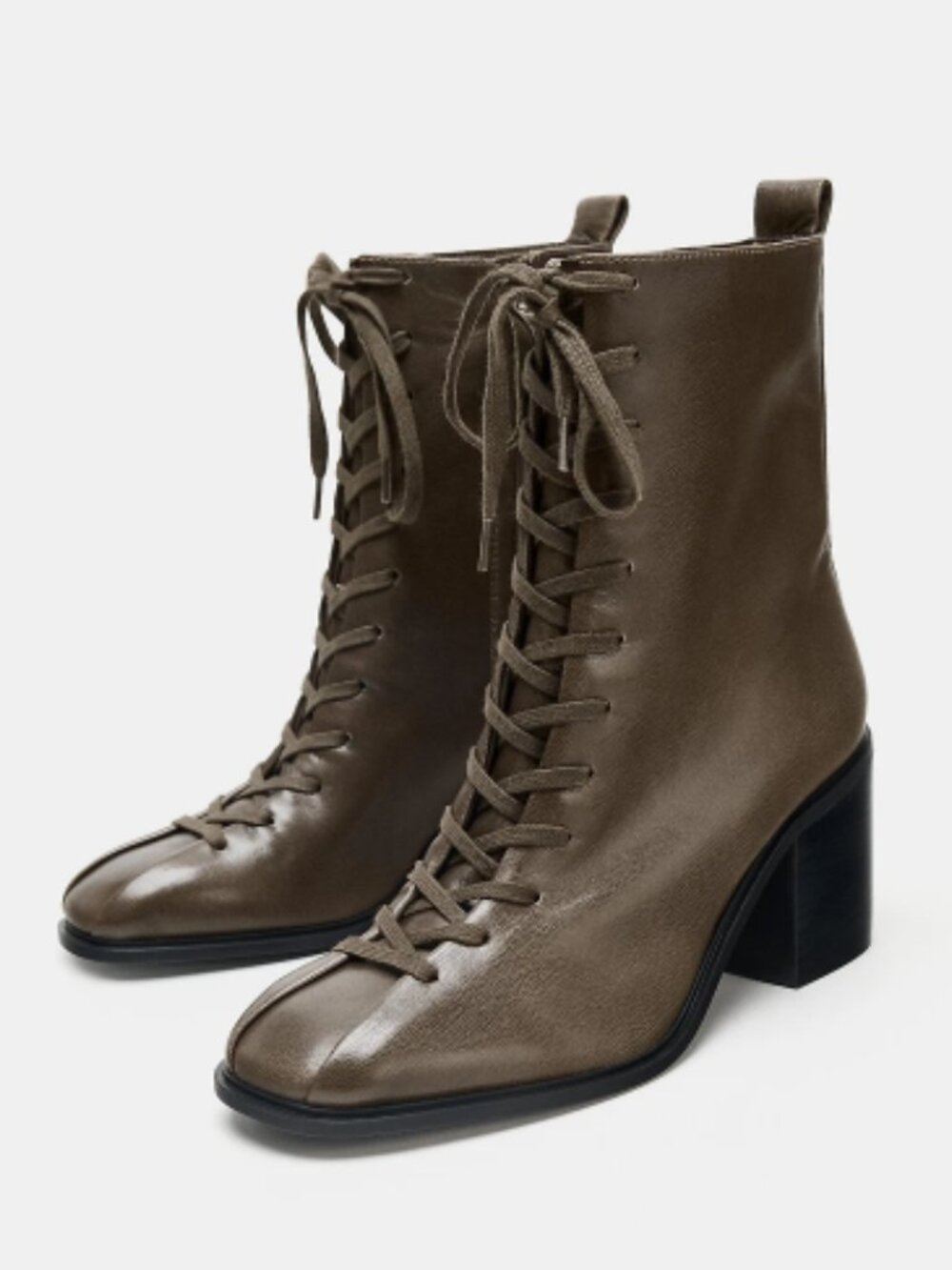 Laced Leather Ankle Boots